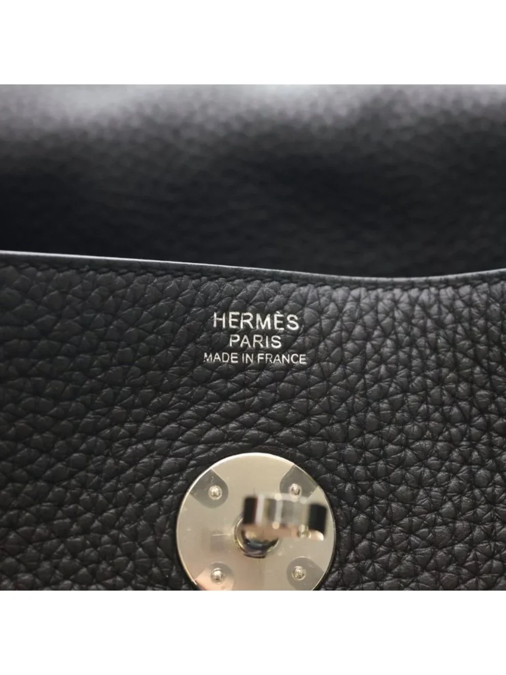 Hermes Lindy 30 Taurillon Clemence Silver Handbag Black